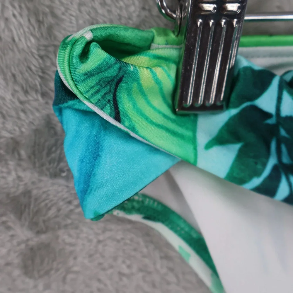 LRLRalph Lauren Twisted Bikini Bottom Women 6 Green Blue Tropical Palm Leaf‎ NWT